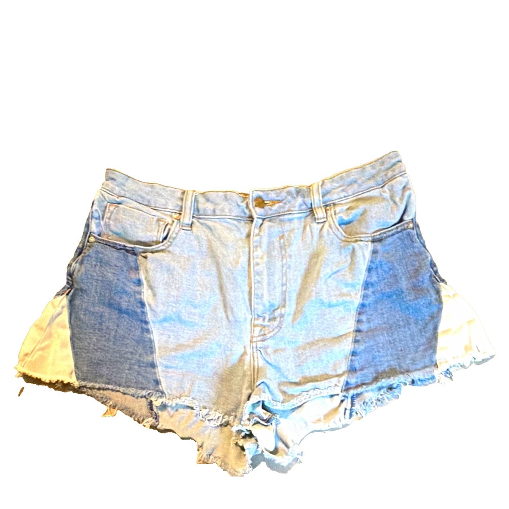 Vigoss Chevron Short Women's Denim Cut Off Shorts 31 Light Wash Fringe Pockets